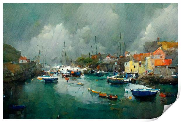 A Cornish VIllage Print by Picture Wizard