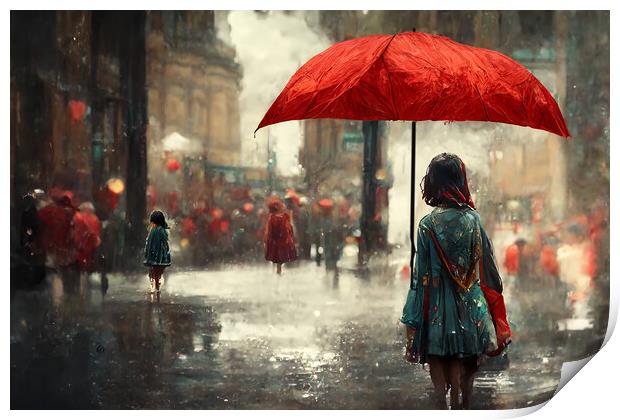 The Red Umbrella Print by Picture Wizard