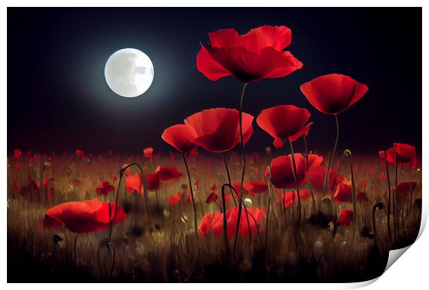 Poppy Full Moon Print by Picture Wizard