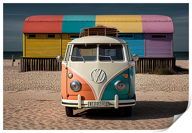 Beach Camper Print by Picture Wizard