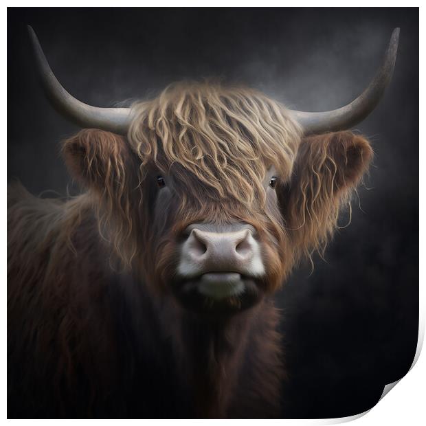 Highland Cow Portrait 1 Print by Picture Wizard