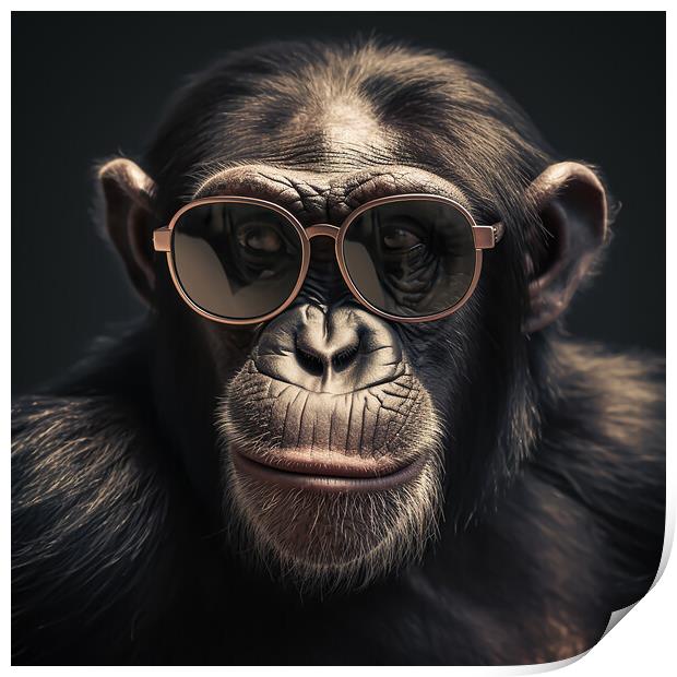 Serious Chimp Print by Picture Wizard