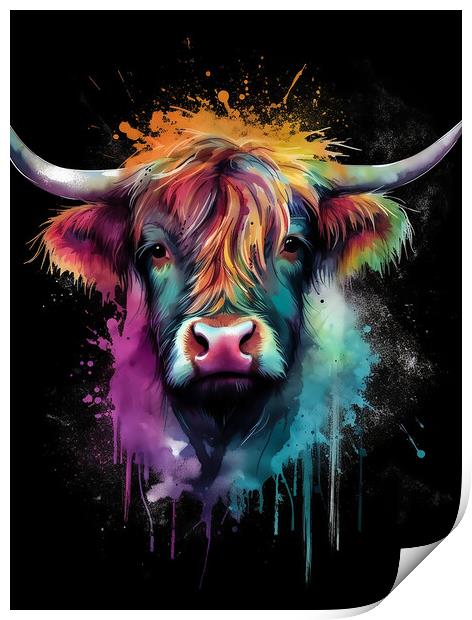 Highland Cow Colours 4 Print by Picture Wizard
