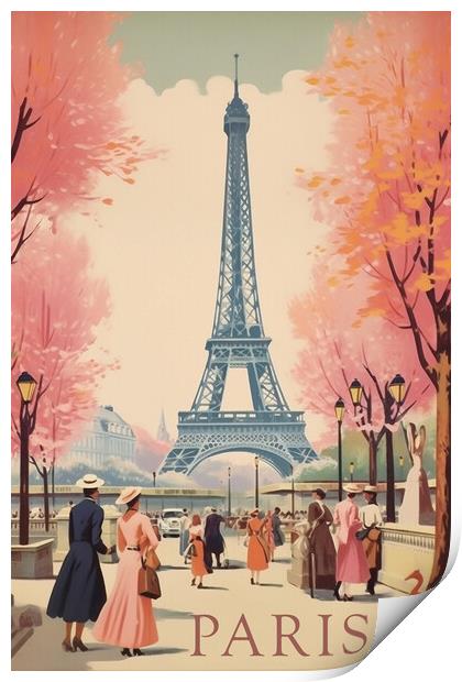 Paris 1950s Travel Poster Print by Picture Wizard