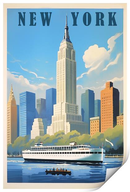 New York 1950s Travel Poster Print by Picture Wizard