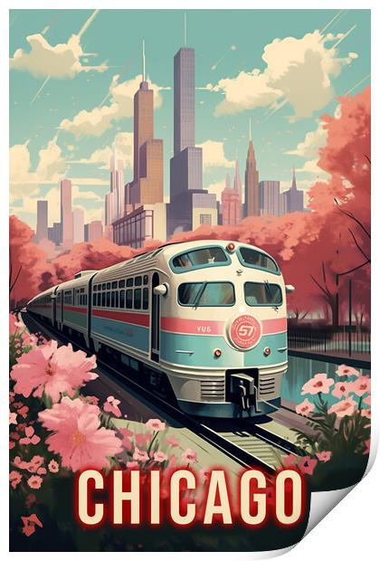 Chicago 1950s Travel Poster Print by Picture Wizard