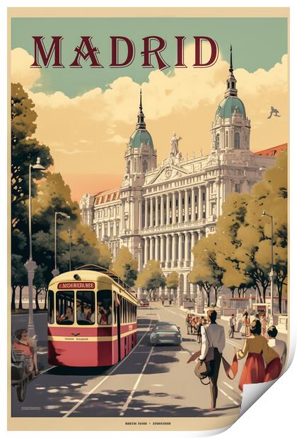 Madrid 1950s Travel Poster Print by Picture Wizard