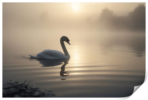 Swan Lake Sunrise Print by Picture Wizard