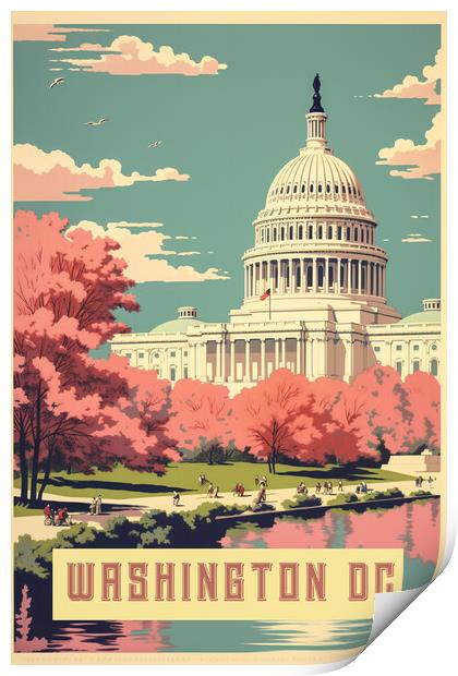 Washington DC 1950s Travel Poster Print by Picture Wizard