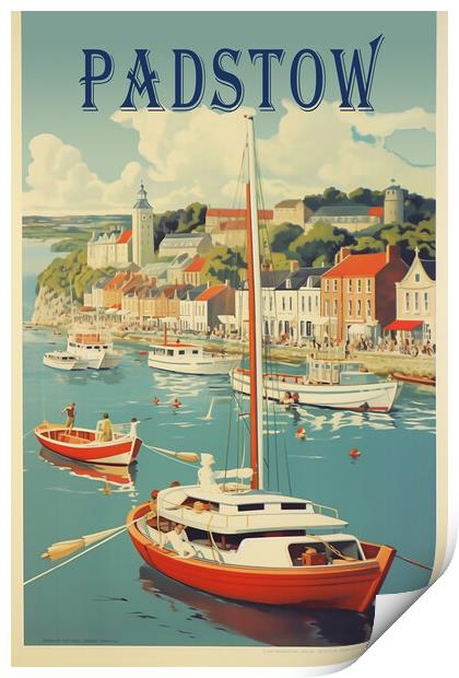 Padstow 1950s Travel Poster Print by Picture Wizard