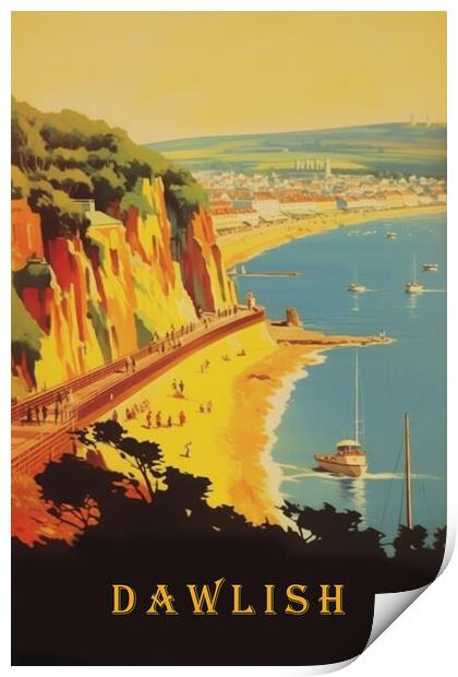 Brixham1950s Travel Poster Print by Picture Wizard