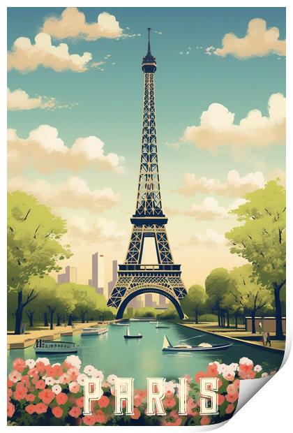 Paris 1950s Travel Poster  Print by Picture Wizard