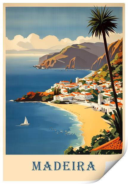 Madeira Vintage Travel Poster   Print by Picture Wizard