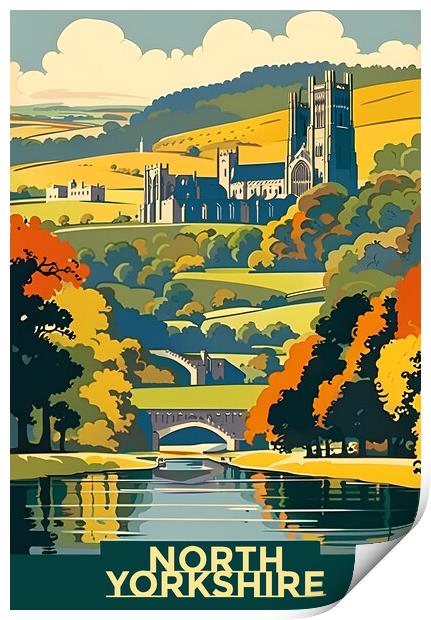 North Yorkshire Vintage Travel Poster   Print by Picture Wizard