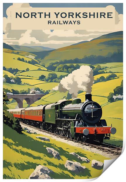 North Yorkshire Vintage Travel Poster Print by Picture Wizard