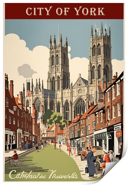 York Vintage Travel Poster   Print by Picture Wizard