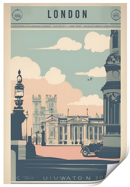 London Vintage Travel Poster  Print by Picture Wizard