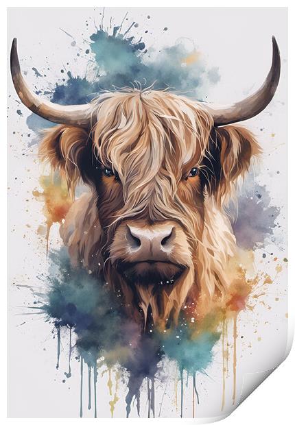Highland Cow Portrait Print by Picture Wizard