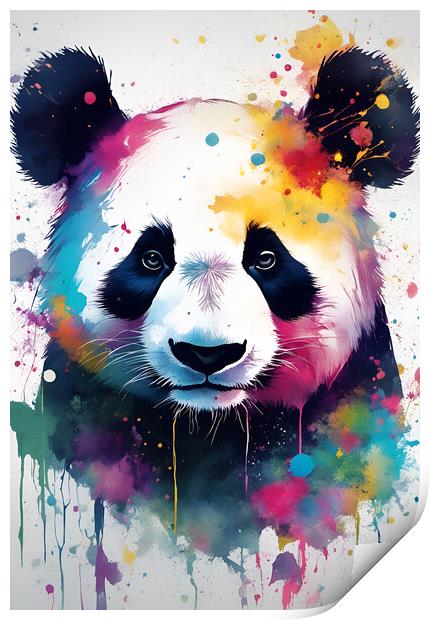 Panda Bear Ink Splatter Portrait Print by Picture Wizard