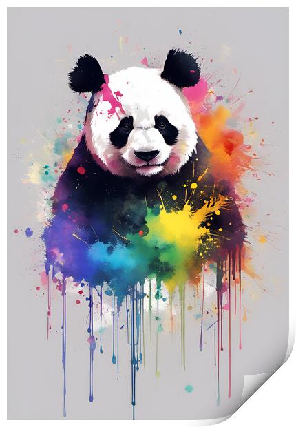 Panda Bear Ink Splatter Portrait Print by Picture Wizard