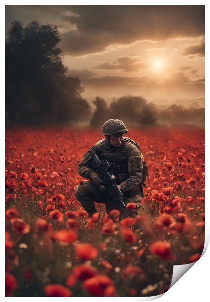 Sunset Poppy Soldier Print by Picture Wizard