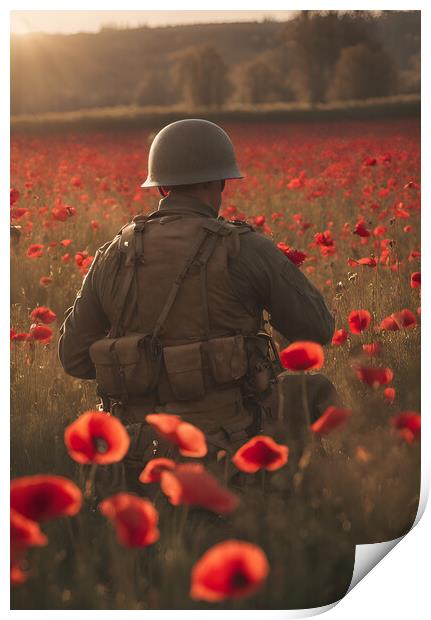 Soldier Poppy Field Print by Picture Wizard