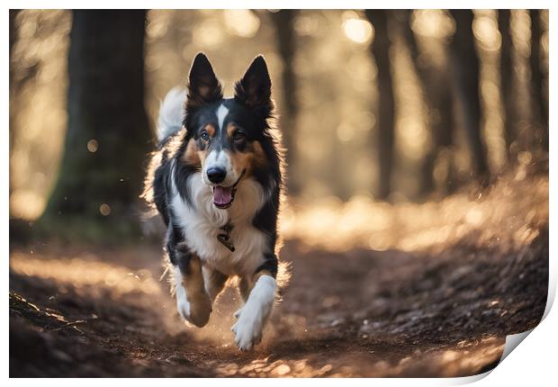 Running Collie Print by Picture Wizard