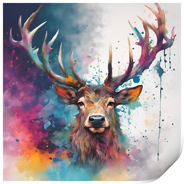 Highland Stag Portrait Print by Picture Wizard