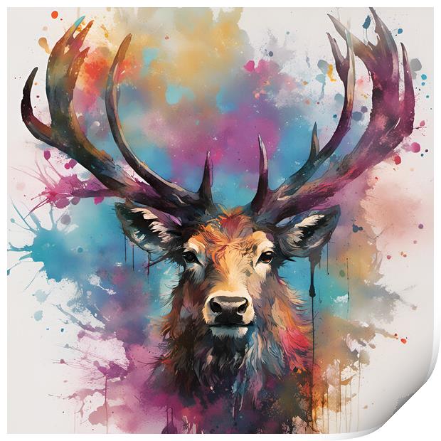 Highland Stag Portrait Print by Picture Wizard