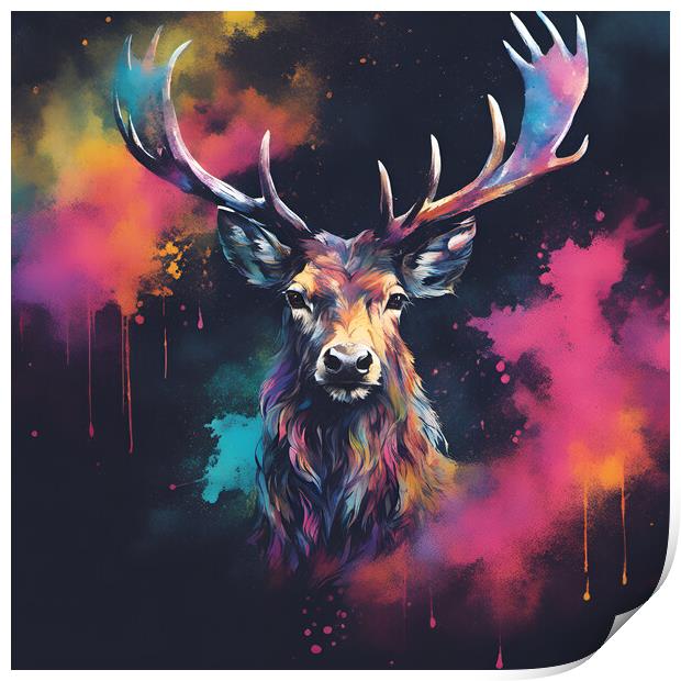 Highland Stag Portrait Print by Picture Wizard