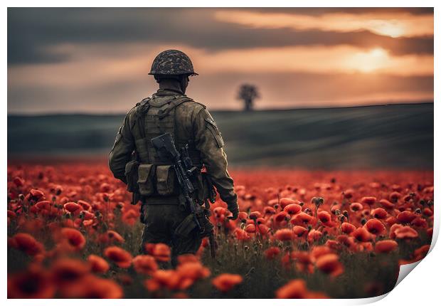 Poppy Field Soldier Print by Picture Wizard