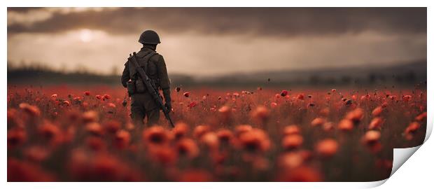 Poppy Field Soldier Print by Picture Wizard