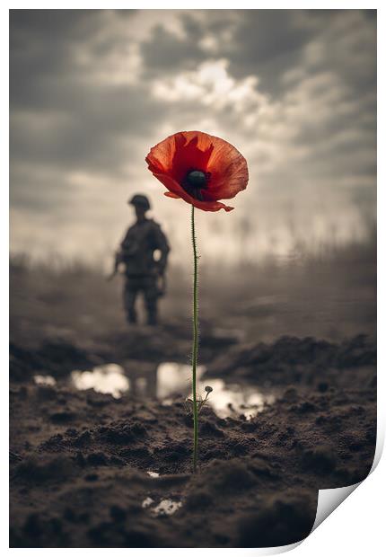 Poppy Soldier Remembrance Print by Picture Wizard