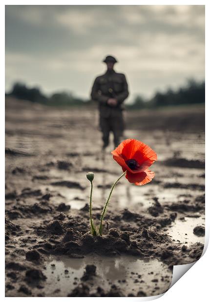Poppy Soldier Remembrance Print by Picture Wizard