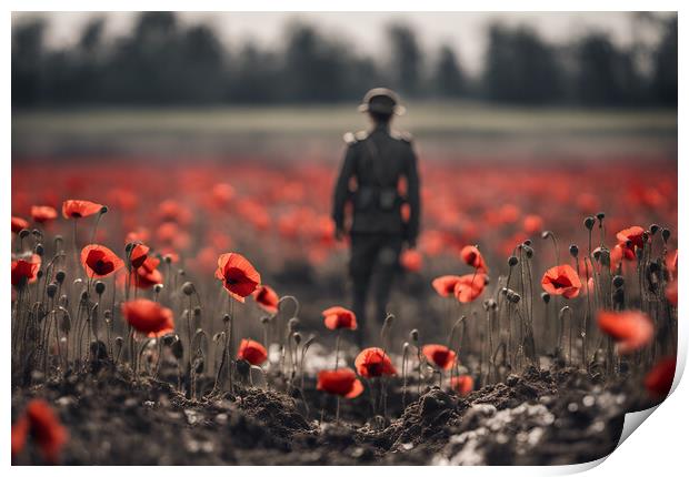 Poppy Soldier Remembrance Print by Picture Wizard