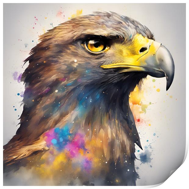 Golden Eagle Ink Splat Print by Picture Wizard