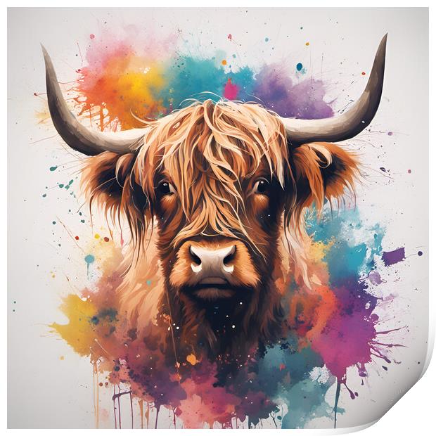 Highland Cow Ink Splat Print by Picture Wizard