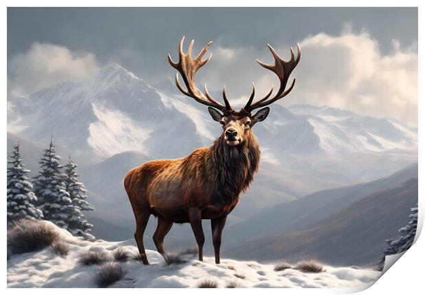 Red Stag Deer Print by Picture Wizard