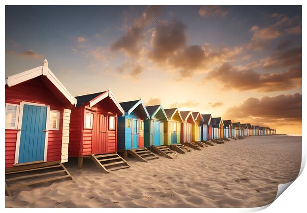 Beach Huts Print by Picture Wizard