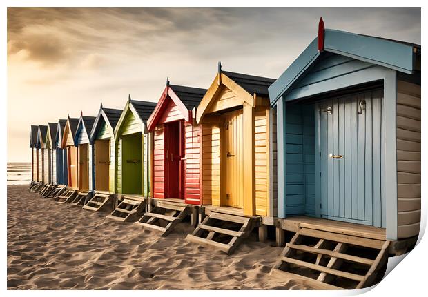 Beach Huts Print by Picture Wizard
