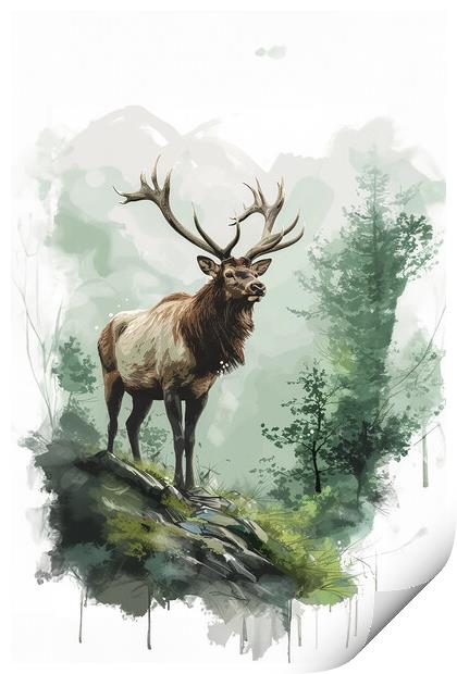 A Deer in the woods Print by Picture Wizard