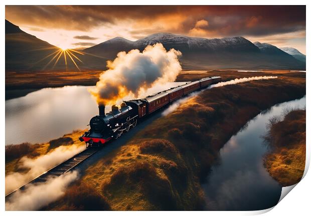 Highlands Steam Train Print by Picture Wizard