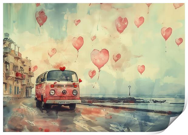 VW Camper Love Print by Picture Wizard