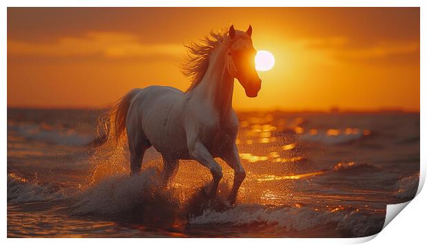 Andalusian horse sunset Print by Picture Wizard