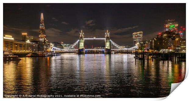 Tower Bridge, with the Shard Print by A N Aerial Photography