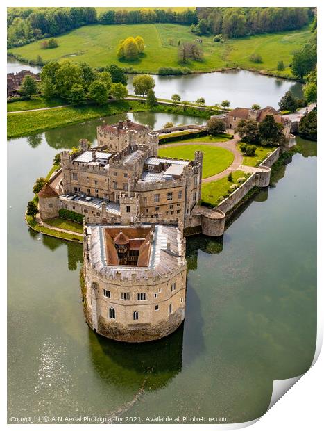 Leeds Castle, Kent Print by A N Aerial Photography