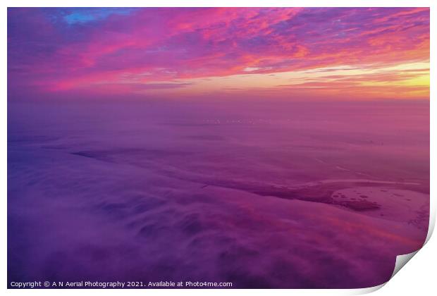 Blanket of fog Print by A N Aerial Photography