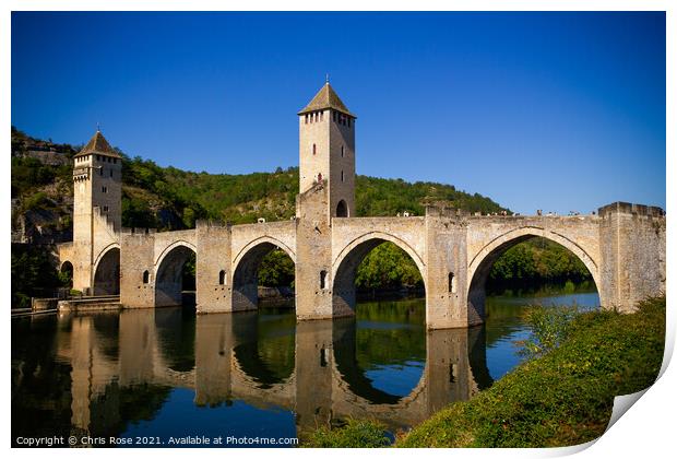 Pont Valentre in Cahors Print by Chris Rose