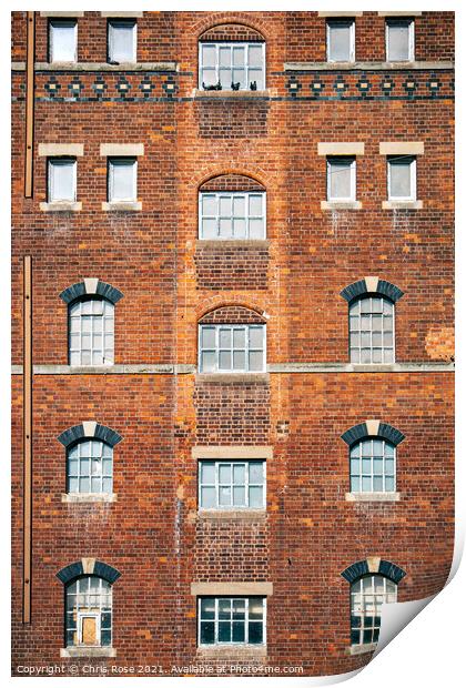 Brick wall and windows pattern Print by Chris Rose