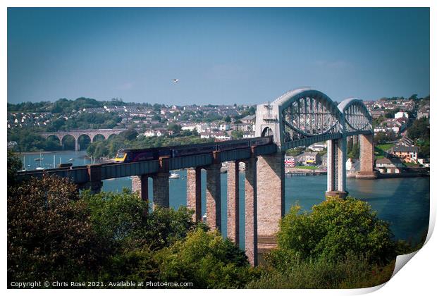 Saltash, Tamar, Brunels rail bridge Print by Chris Rose